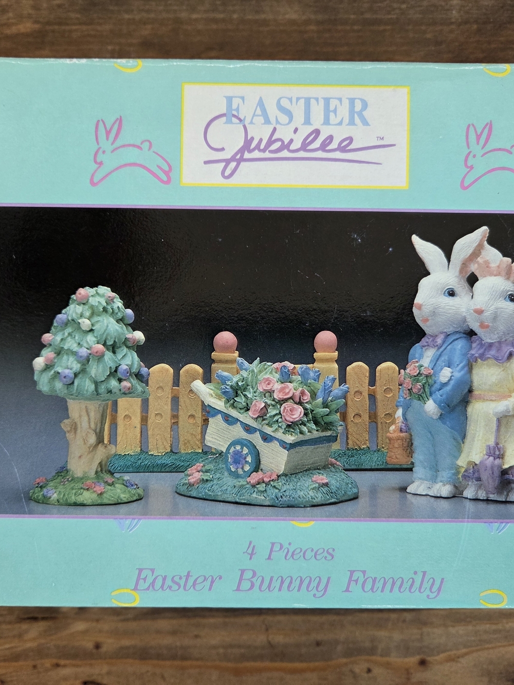 Pastel Bunny Family Figurine Set - Pink & Blue